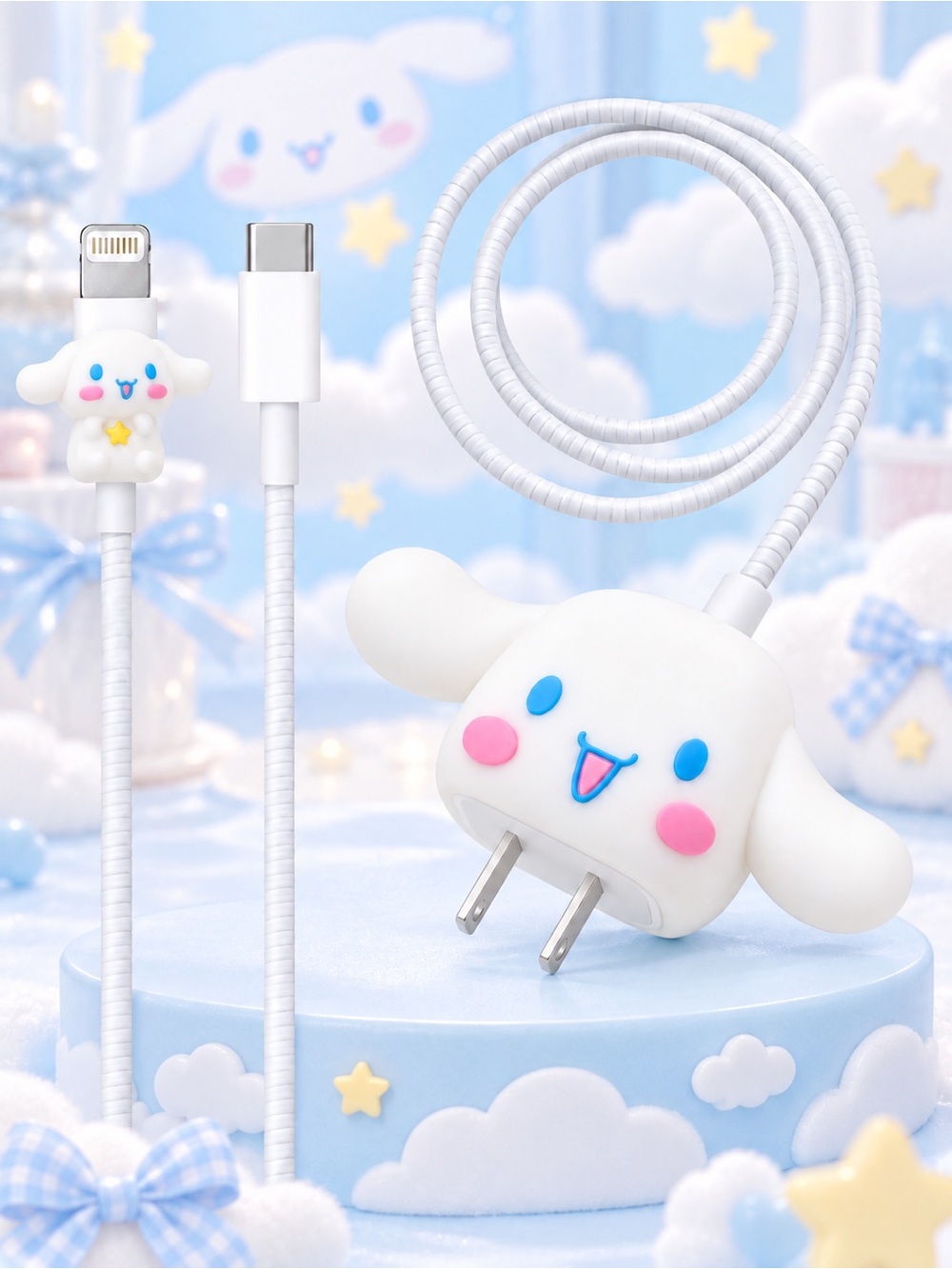 Cinnamoroll Silicone Charger Cover & Cable Protector 2pc Set NWT